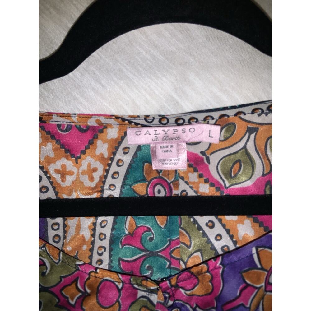 CALYPSO ST BARTH Silk Maxi Multicolored Dress size Large - Picture 6 of 8